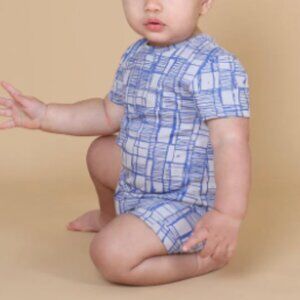 Tiny Tribe Sketched Check Romper